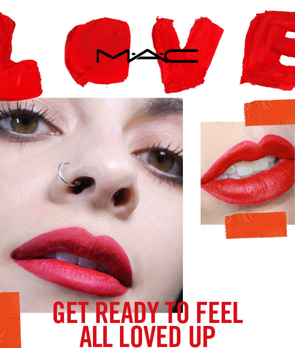 girl with nose ring red lip and valentines look MAC