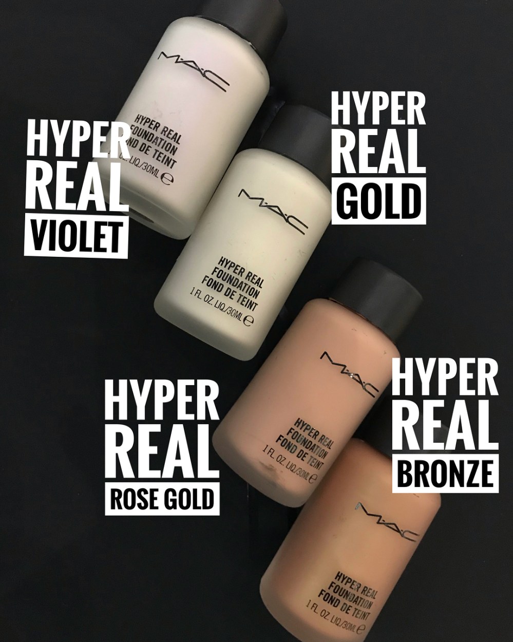 MAC Hyper Real Foundation different colours
